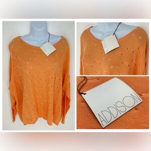 Addison‎ NWT Sullivan Orange Threaded Loop Sweater Size Medium Quiet Luxury NEW